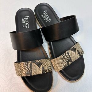 Franco Sarto Black and Tan Women's Sandals